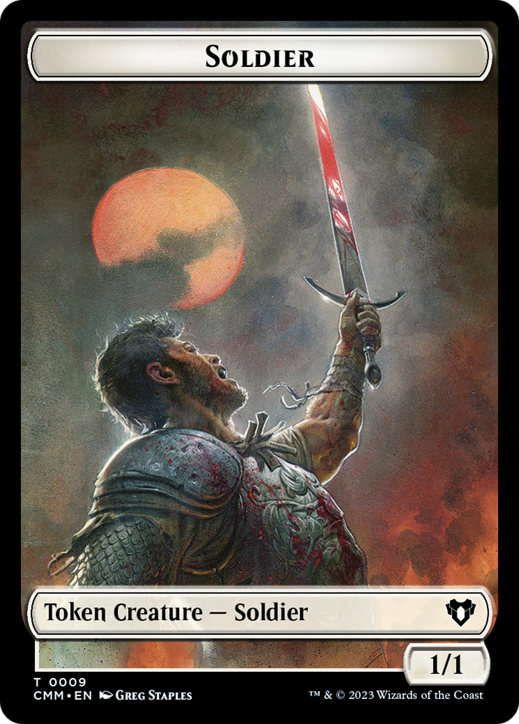 Soldier (0009) // Daretti, Scrap Savant Emblem Double-Sided Token [Commander Masters Tokens] | PLUS EV GAMES 