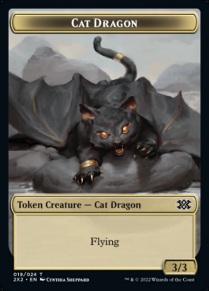 Cat Dragon // Monk Double-sided Token [Double Masters 2022 Tokens] | PLUS EV GAMES 