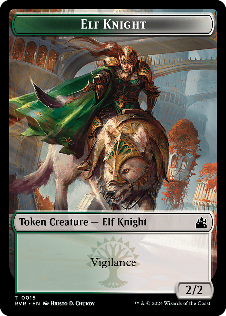Elf Knight // Soldier Double-Sided Token [Ravnica Remastered Tokens] | PLUS EV GAMES 