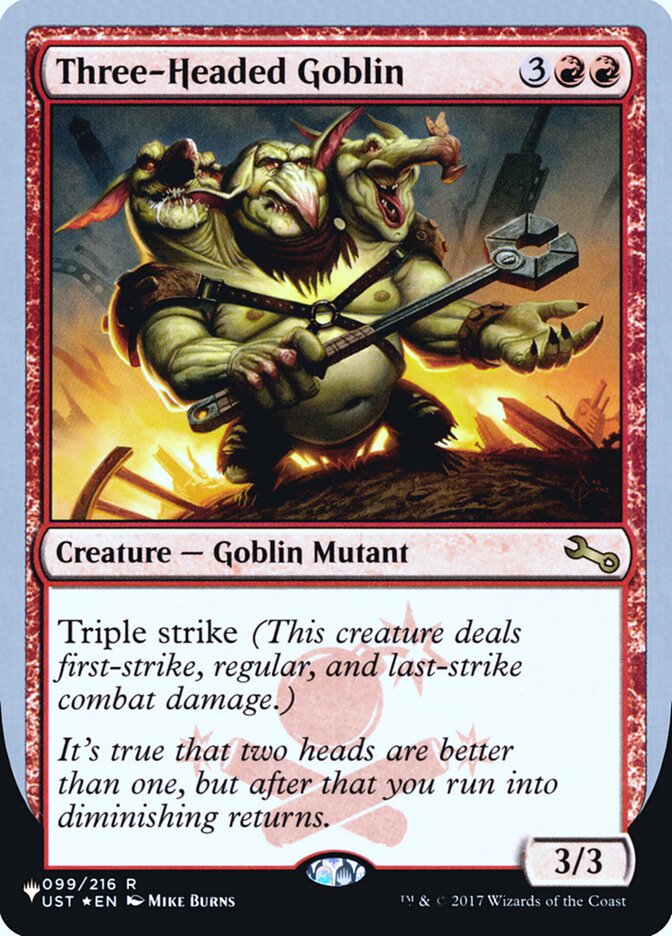 Three-Headed Goblin (Unfinity Foil Edition) [The List] | PLUS EV GAMES 