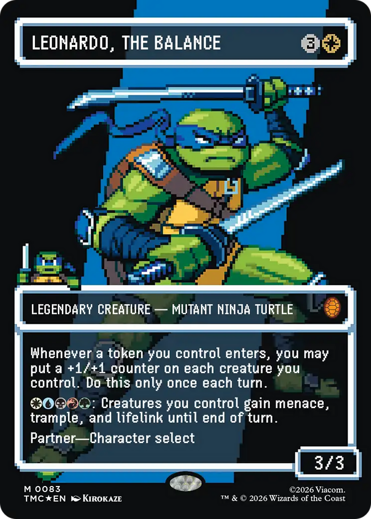 Leonardo, the Balance (0083) (Borderless) (Surge Foil) [Teenage Mutant Ninja Turtles Commander] | PLUS EV GAMES 