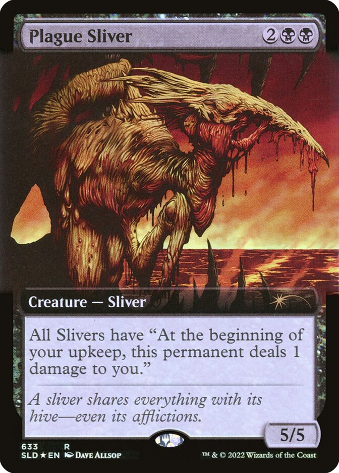 Plague Sliver (Extended Art) (Step-and-Compleat Foil) [Secret Lair Drop Promos] | PLUS EV GAMES 