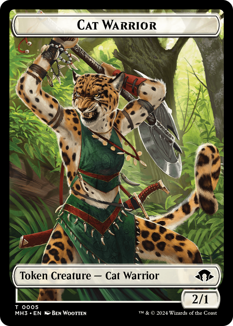 Cat Warrior // Energy Reserve Double-Sided Token [Modern Horizons 3 Tokens] | PLUS EV GAMES 