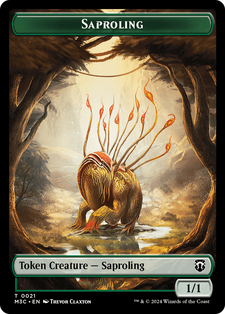 Tarmogoyf (Ripple Foil) // Saproling Double-Sided Token [Modern Horizons 3 Commander Tokens] | PLUS EV GAMES 