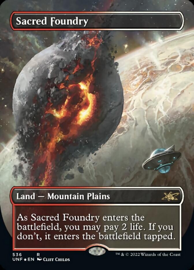 Sacred Foundry (Borderless) (Galaxy Foil) [Unfinity] | PLUS EV GAMES 