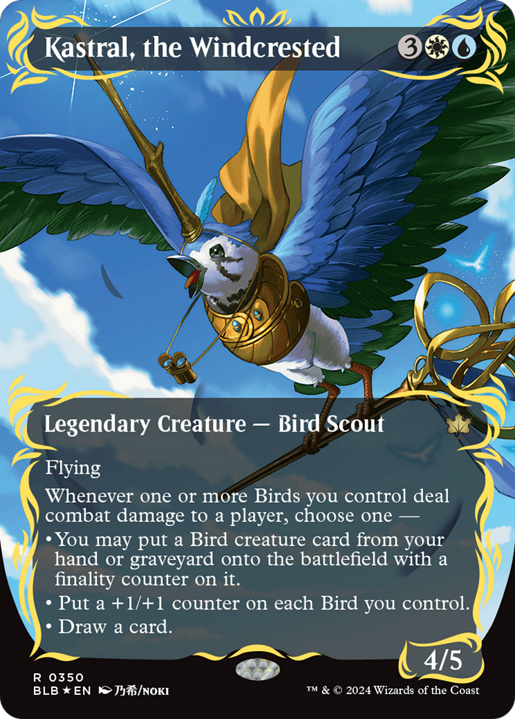 Kastral, the Windcrested (Borderless) (Raised Foil) [Bloomburrow] | PLUS EV GAMES 