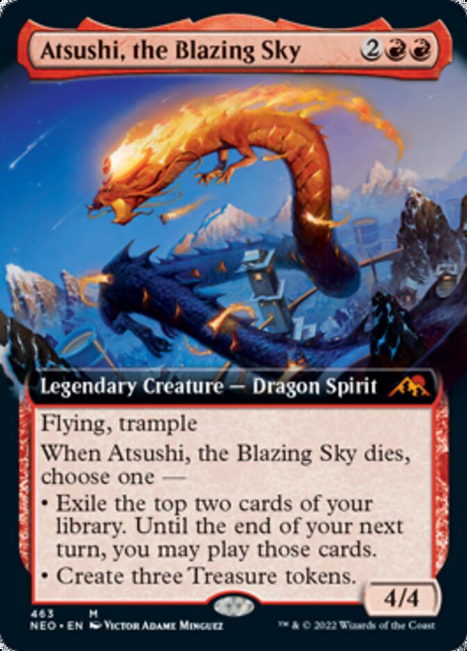 Atsushi, the Blazing Sky (Extended Art) [Kamigawa: Neon Dynasty] | PLUS EV GAMES 