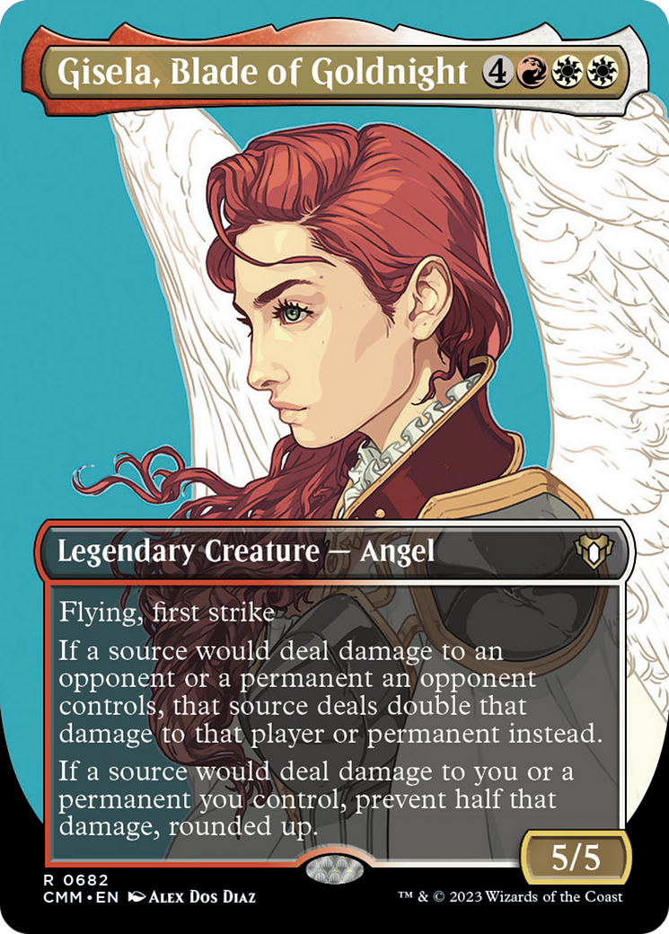 Gisela, Blade of Goldnight (Borderless Profile) [Commander Masters] | PLUS EV GAMES 