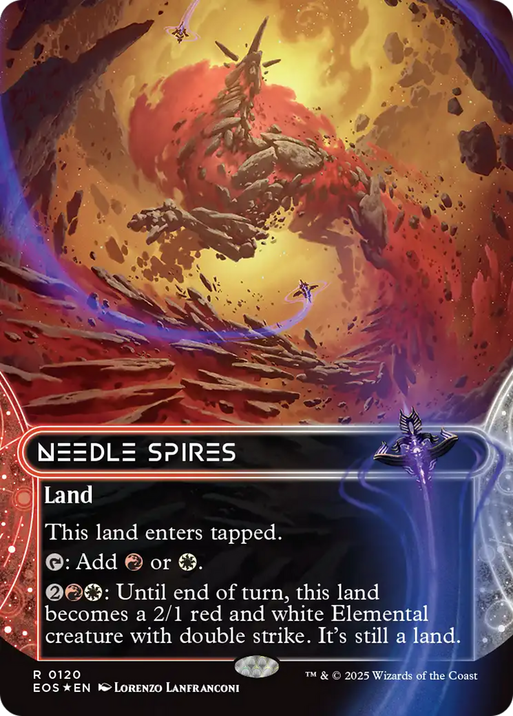 Needle Spires (0120) (Borderless) (Galaxy Foil) [Edge of Eternities: Stellar Sights] | PLUS EV GAMES 