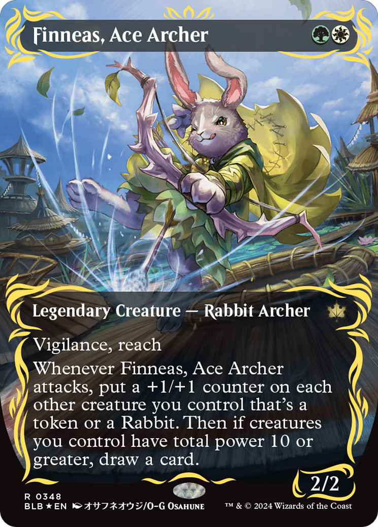 Finneas, Ace Archer (Borderless) (Raised Foil) [Bloomburrow] | PLUS EV GAMES 