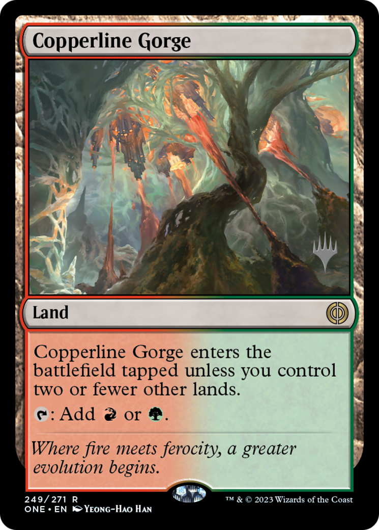 Copperline Gorge (Promo Pack) [Phyrexia: All Will Be One Promos] | PLUS EV GAMES 