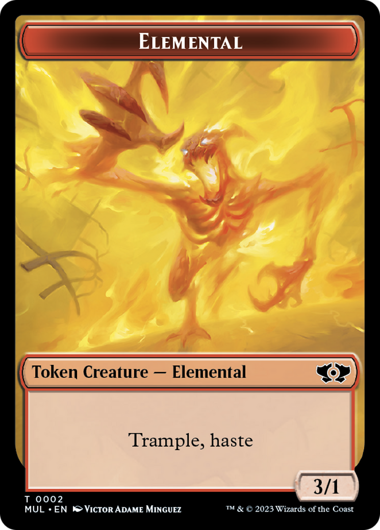 Elemental (2) // Teferi Akosa of Zhalfir Emblem Double-Sided Token [March of the Machine Tokens] | PLUS EV GAMES 