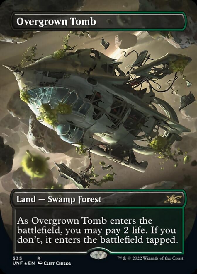 Overgrown Tomb (Borderless) (Galaxy Foil) [Unfinity] | PLUS EV GAMES 