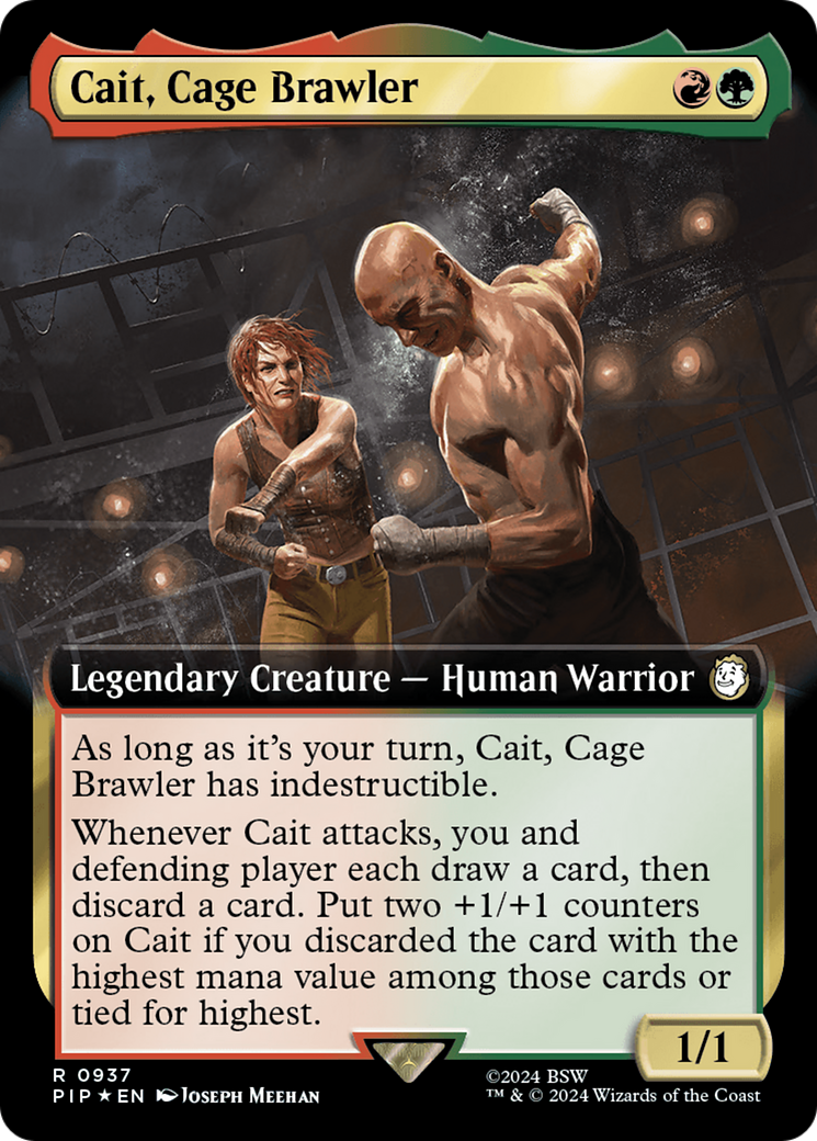 Cait, Cage Brawler (Extended Art) (Surge Foil) [Fallout] | PLUS EV GAMES 