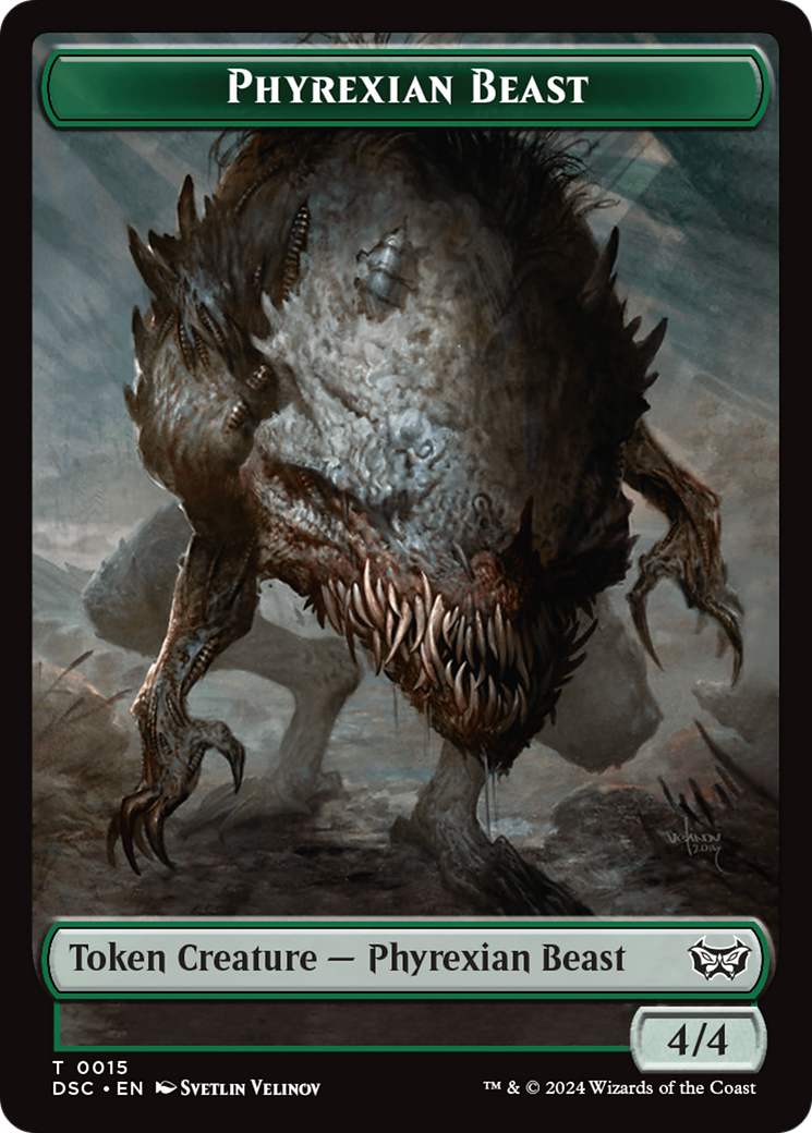 Phyrexian Beast //Manifest Double-Sided Token [Duskmourn: House of Horror Commander Tokens] | PLUS EV GAMES 