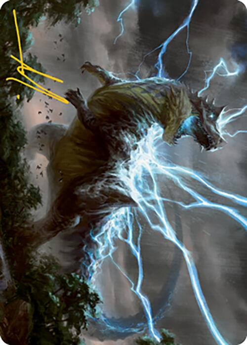 Thrasta, Tempest's Roar Art Card (41) (Gold-Stamped Signature) [Modern Horizons 2 Art Series] | PLUS EV GAMES 