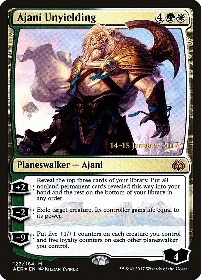 Ajani Unyielding [Aether Revolt Prerelease Promos] | PLUS EV GAMES 