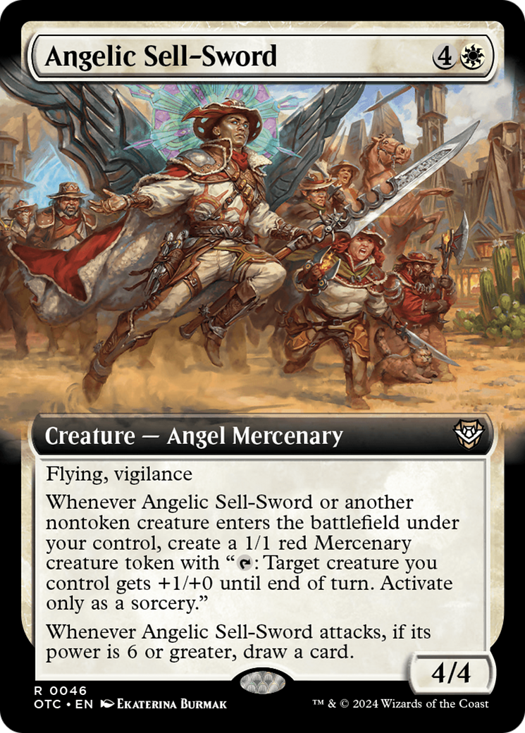Angelic Sell-Sword (Extended Art) [Outlaws of Thunder Junction Commander] | PLUS EV GAMES 