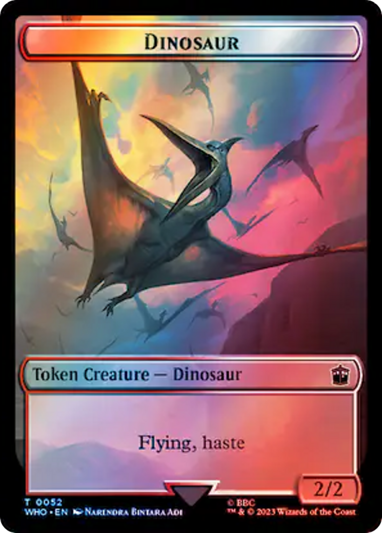 Warrior // Dinosaur Double-Sided Token (Surge Foil) [Doctor Who Tokens] | PLUS EV GAMES 