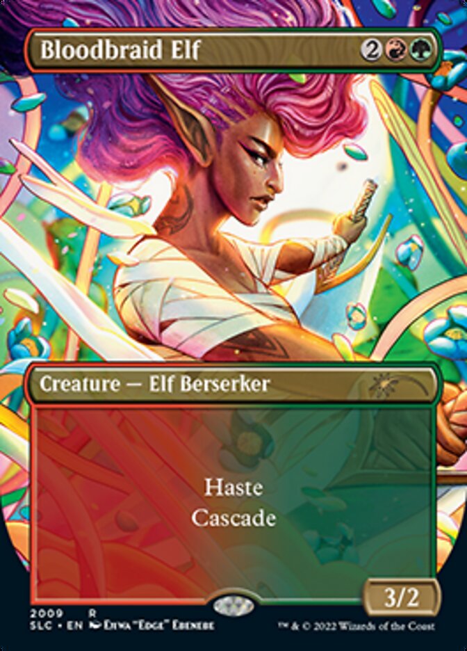 Bloodbraid Elf (Borderless Alternate Art) [Secret Lair Countdown Kit] | PLUS EV GAMES 