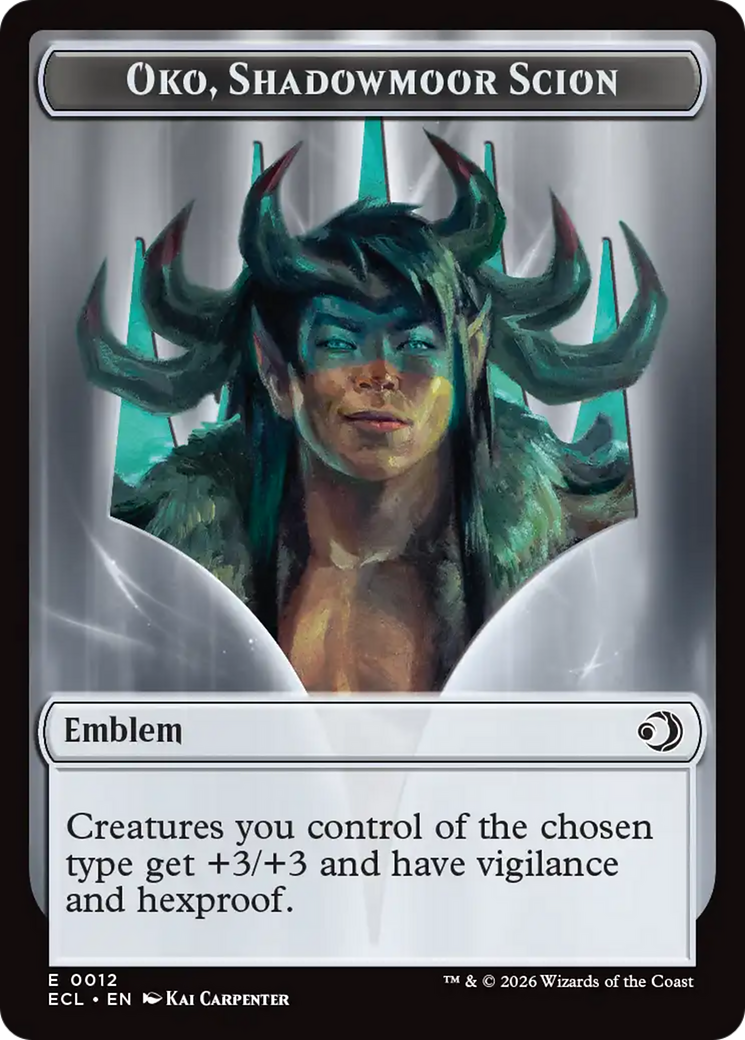 Elk // Emblem - Oko, Shadowmoor Scion Double-Sided Token [Lorwyn Eclipsed Tokens] | PLUS EV GAMES 