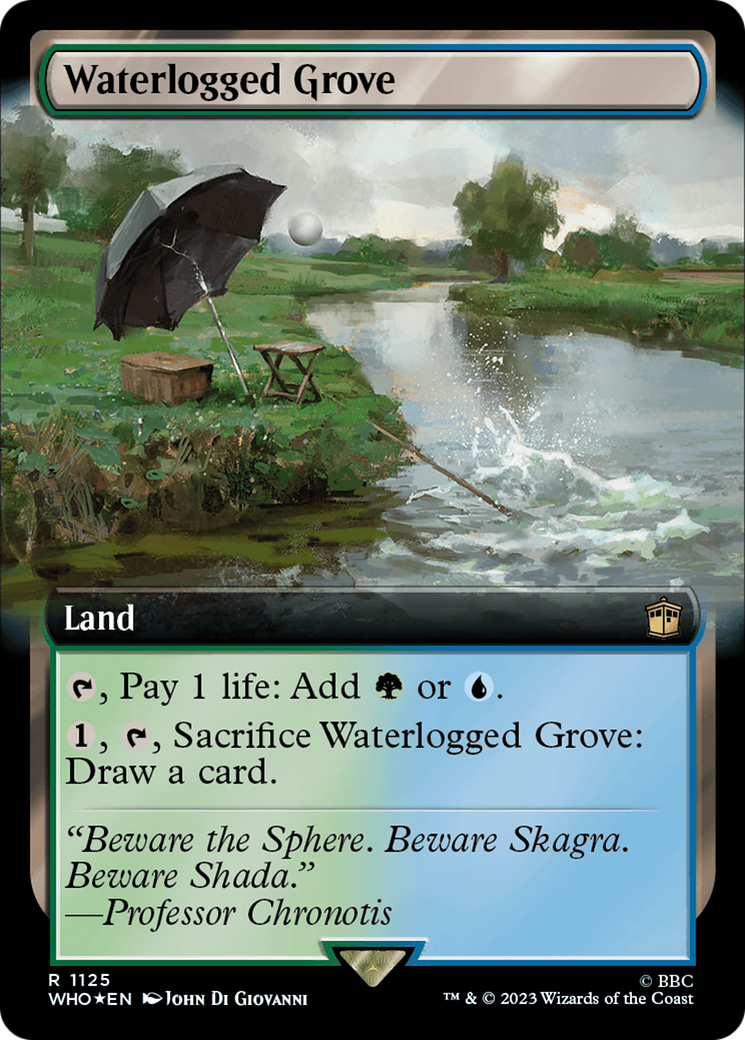 Waterlogged Grove (Extended Art) (Surge Foil) [Doctor Who] | PLUS EV GAMES 