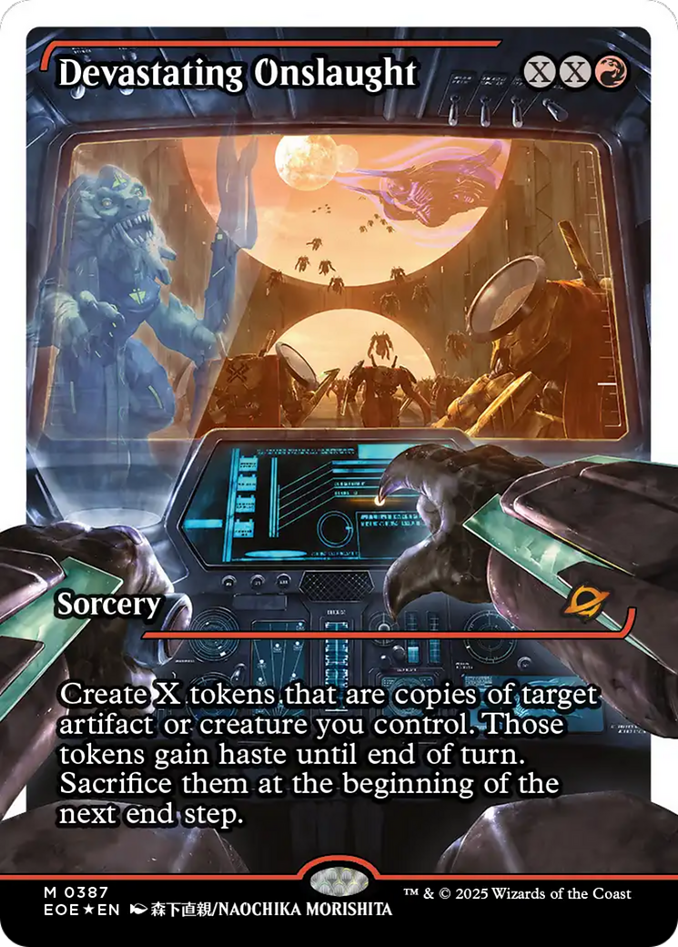 Devastating Onslaught (0387) (Showcase) (Fracture Foil) [Edge of Eternities] | PLUS EV GAMES 