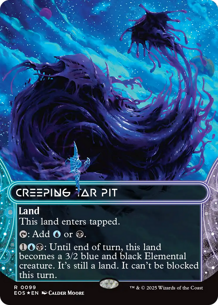 Creeping Tar Pit (0099) (Borderless) (Galaxy Foil) [Edge of Eternities: Stellar Sights] | PLUS EV GAMES 