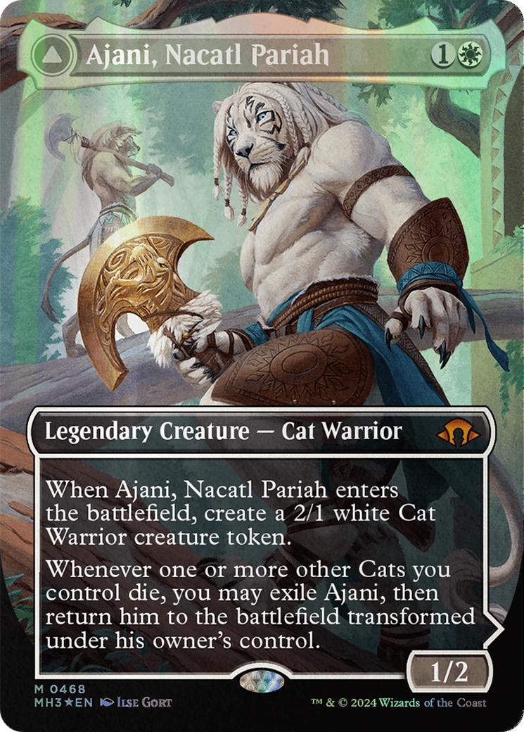 Ajani, Nacatl Pariah // Ajani, Nacatl Avenger (Borderless) (Textured Foil) [Modern Horizons 3] | PLUS EV GAMES 