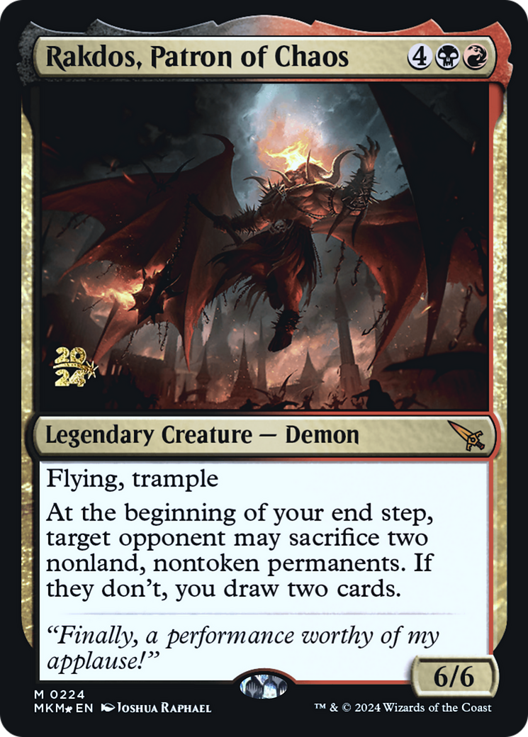 Rakdos, Patron of Chaos [Murders at Karlov Manor Prerelease Promos] | PLUS EV GAMES 