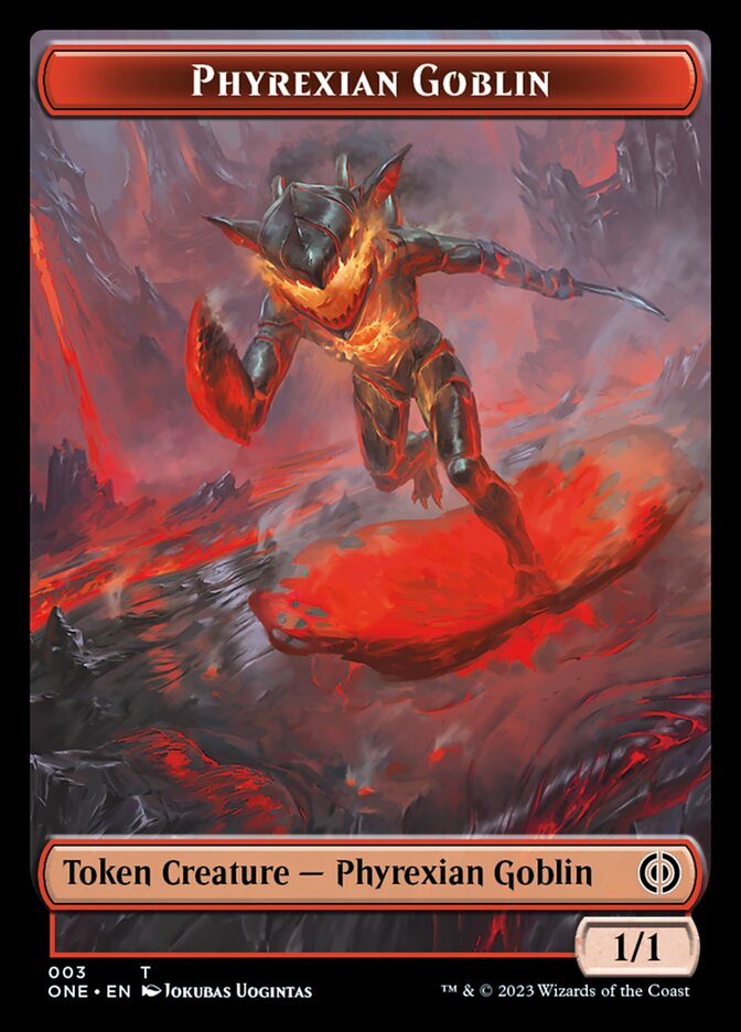 Rebel // Phyrexian Goblin Double-Sided Token [Phyrexia: All Will Be One Tokens] | PLUS EV GAMES 