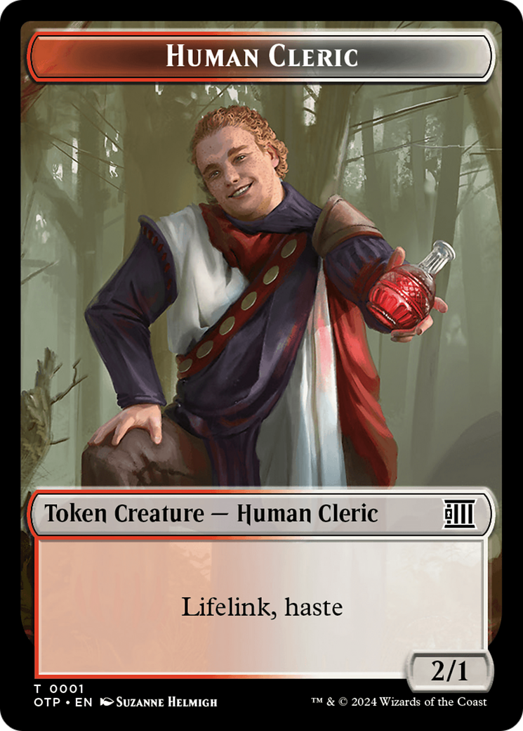 Human Cleric // Plot Double-Sided Token [Outlaws of Thunder Junction: Breaking News Tokens] | PLUS EV GAMES 