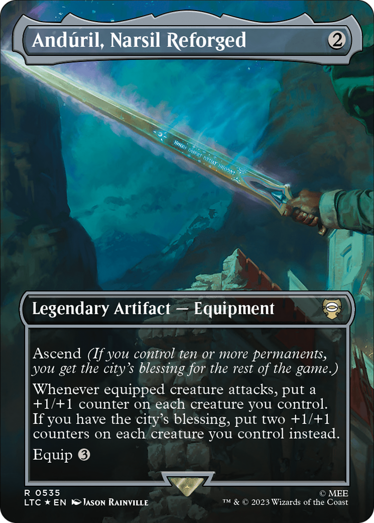 Anduril, Narsil Reforged (Borderless) (Surge Foil) [The Lord of the Rings: Tales of Middle-Earth Commander] | PLUS EV GAMES 