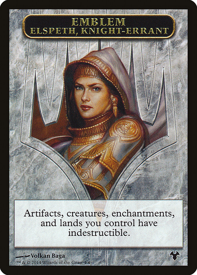 Emblem - Elspeth, Knight-Errant // Soldier Double-Sided Token [Modern Event Deck 2014 Tokens] | PLUS EV GAMES 