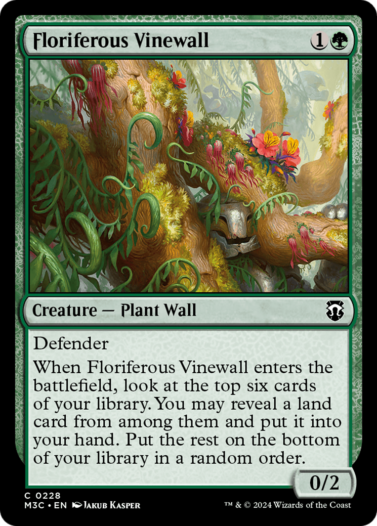 Floriferous Vinewall (Ripple Foil) [Modern Horizons 3 Commander] | PLUS EV GAMES 