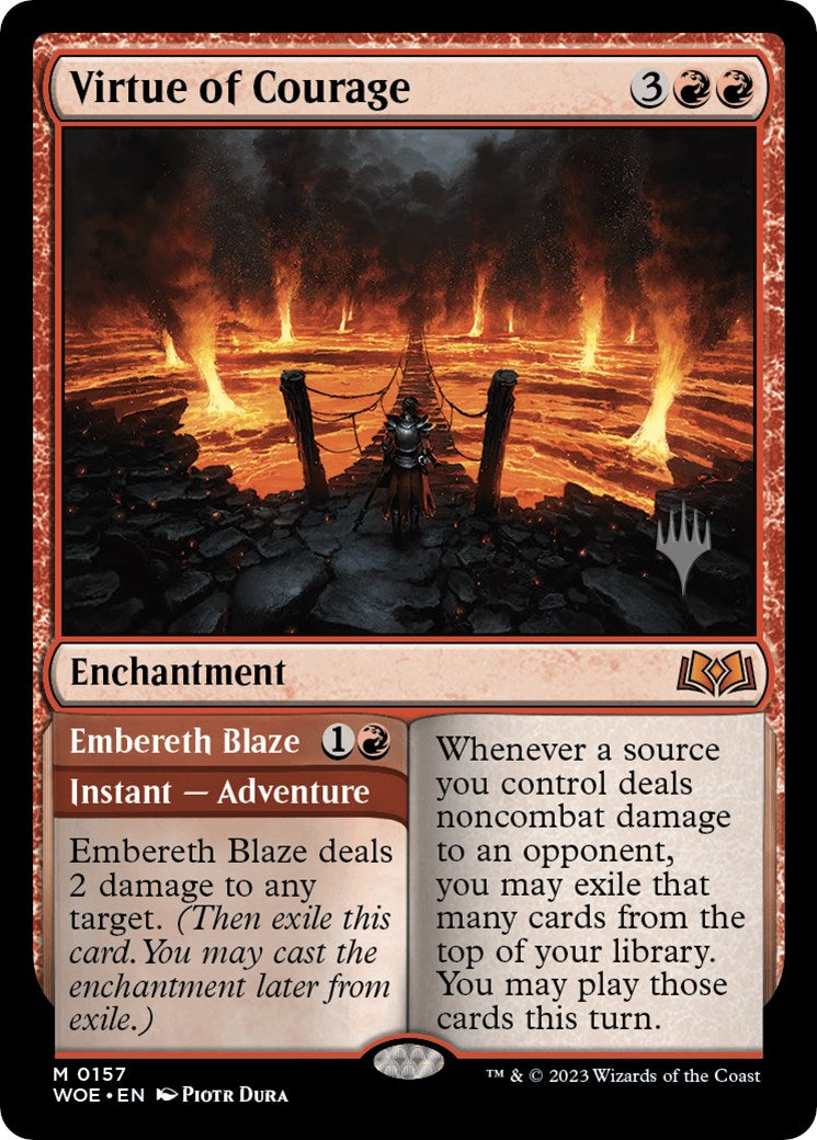 Virtue of Courage //Embereth Blaze (Promo Pack) [Wilds of Eldraine Promos] | PLUS EV GAMES 