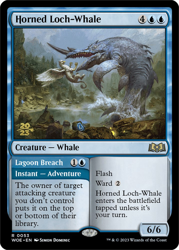 Horned Loch-Whale // Lagoon Breach (Promo Pack) [Wilds of Eldraine Promos] | PLUS EV GAMES 