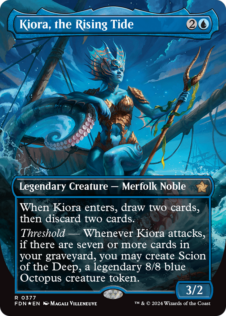 Kiora, the Rising Tide (Borderless) (Mana Foil) [Foundations] | PLUS EV GAMES 