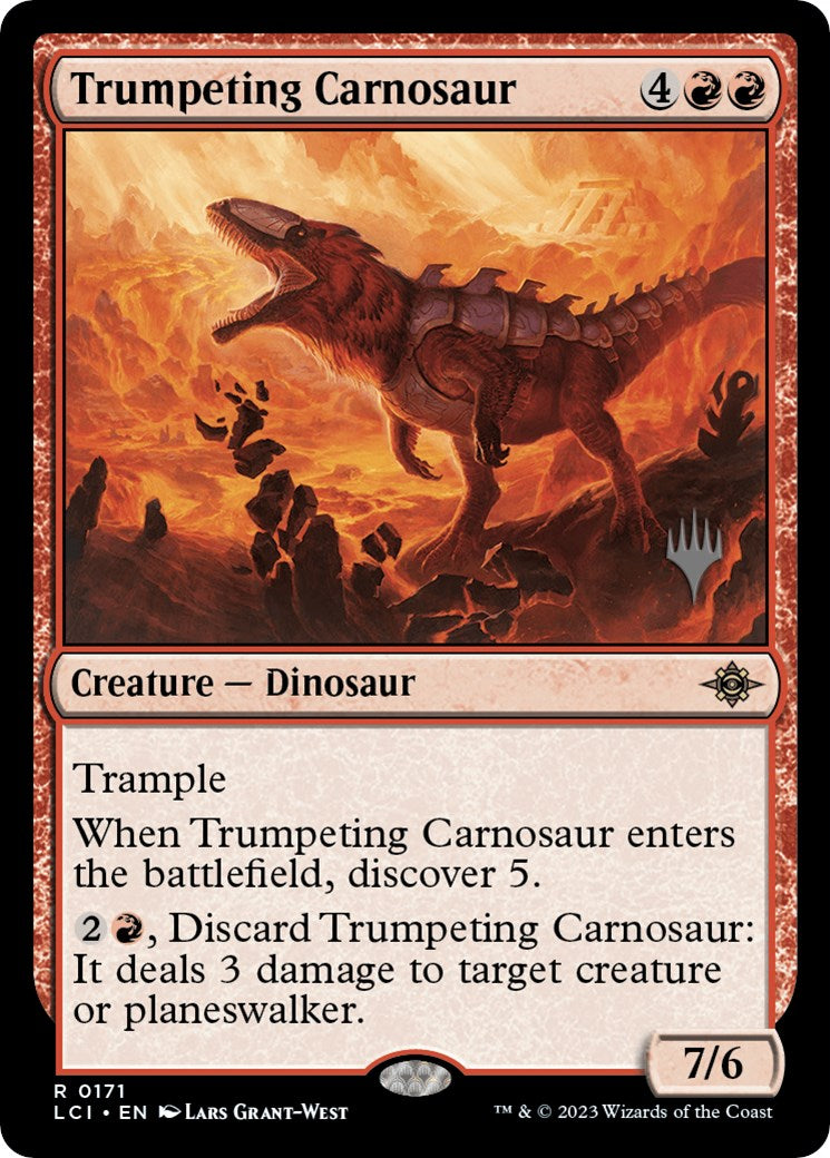 Trumpeting Carnosaur (Promo Pack) [The Lost Caverns of Ixalan Promos] | PLUS EV GAMES 