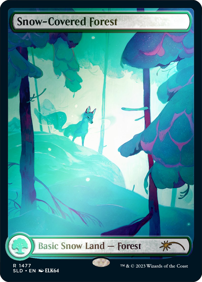 Snow-Covered Forest (1477) (Rainbow Foil) [Secret Lair Drop Series] | PLUS EV GAMES 