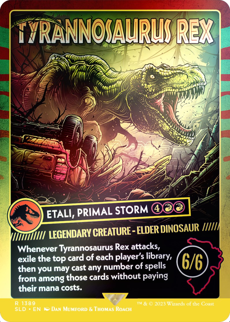 Tyrannosaurus Rex - Etali, Primal Storm (Rainbow Foil) [Secret Lair Drop Series] | PLUS EV GAMES 