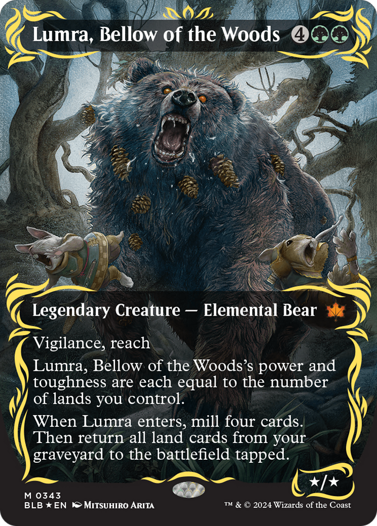 Lumra, Bellow of the Woods (Borderless) (Raised Foil) [Bloomburrow] | PLUS EV GAMES 