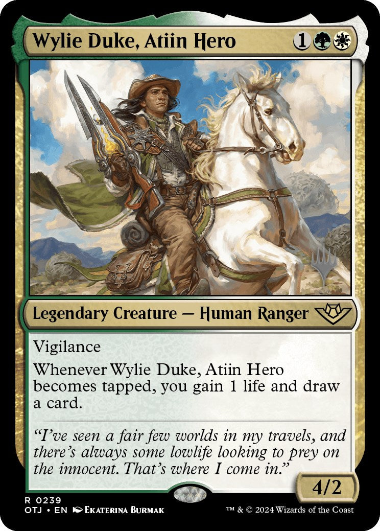 Wylie Duke, Atiin Hero (Promo Pack) [Outlaws of Thunder Junction Promos] | PLUS EV GAMES 