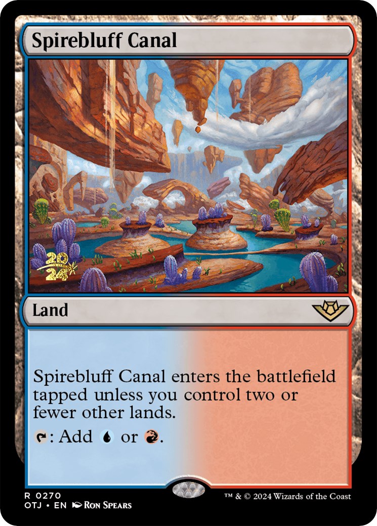 Spirebluff Canal (OTJ) [Outlaws of Thunder Junction Prerelease Promos] | PLUS EV GAMES 