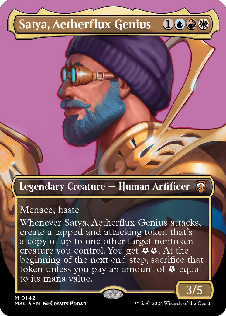 Satya, Aetherflux Genius (Borderless) (Ripple Foil) [Modern Horizons 3 Commander] | PLUS EV GAMES 