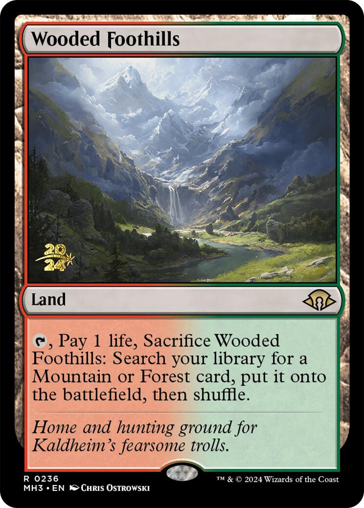 Wooded Foothills [Modern Horizons 3 Prerelease Promos] | PLUS EV GAMES 