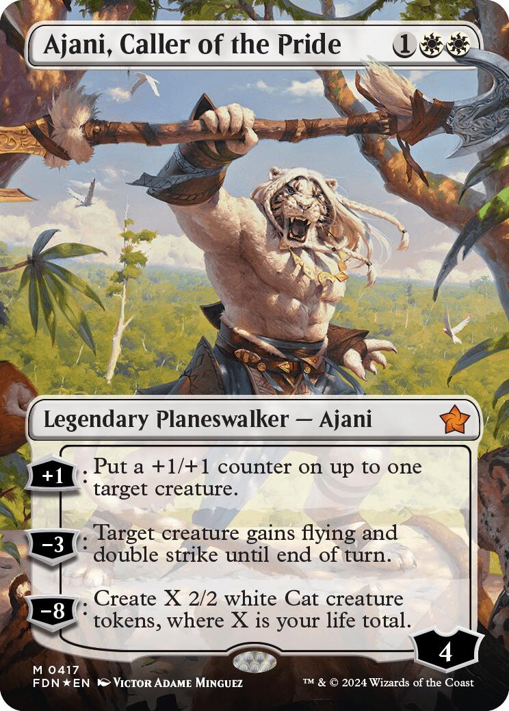 Ajani, Caller of the Pride (Borderless) (Mana Foil) [Foundations] | PLUS EV GAMES 