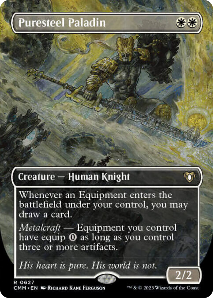 Puresteel Paladin (Borderless Alternate Art) [Commander Masters] | PLUS EV GAMES 