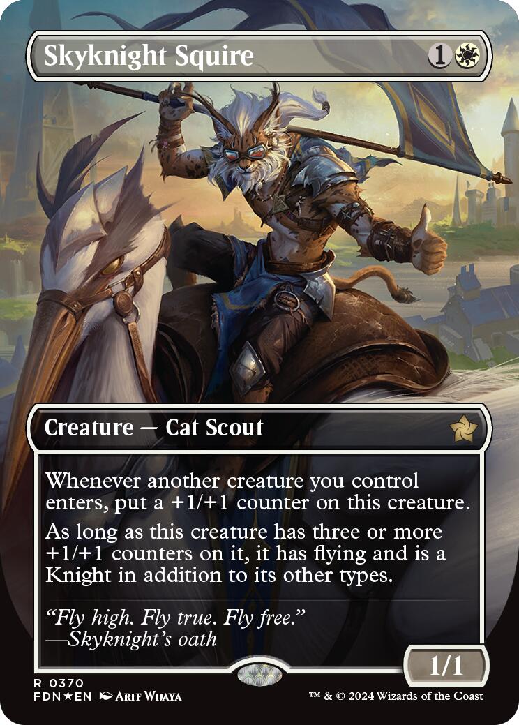 Skyknight Squire (Borderless) (Mana Foil) [Foundations] | PLUS EV GAMES 