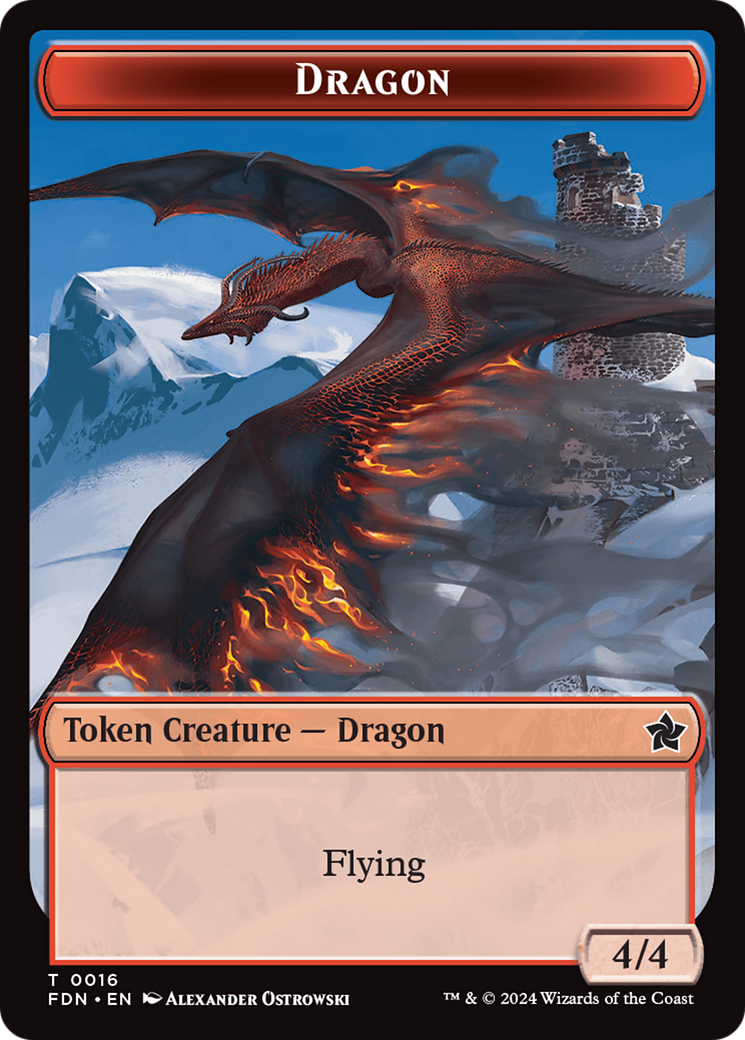 Dragon (0016) // Dragon (0017) Doubled-Sided Token [Foundations Tokens] | PLUS EV GAMES 